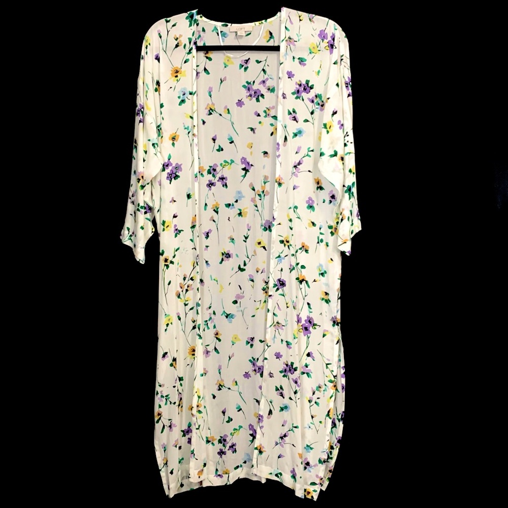 LOFT Floral Print Open Front Kimono